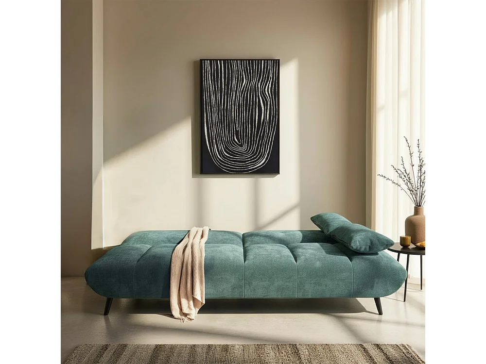 Peco - Canapé convertible 3 places en tissu chenille - Bleu canard