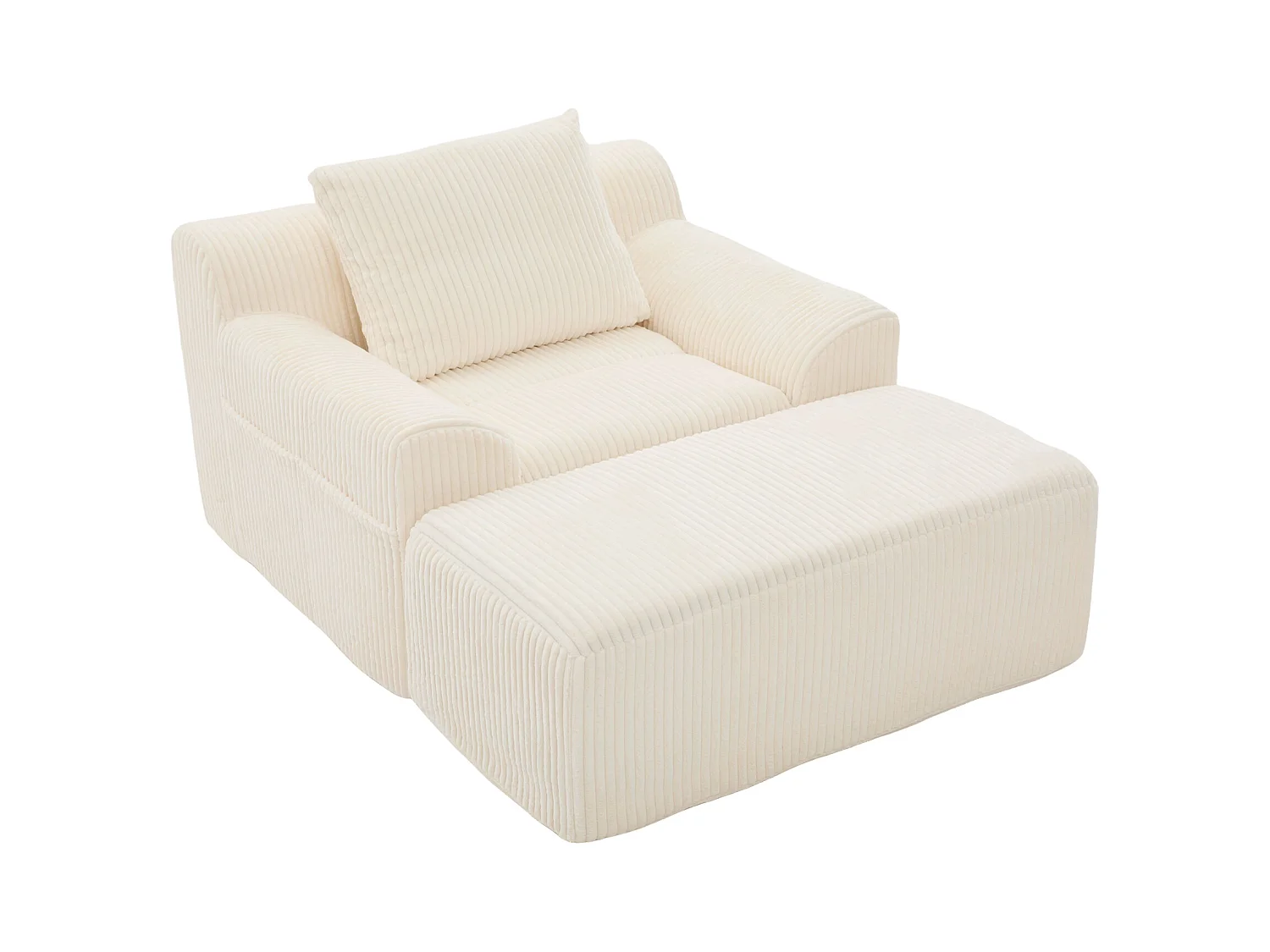 Grote zitzak met voetenbank - 1-zits corduroy bank - Optimaal comfort voor woonkamer, slaapkamer of kantoor