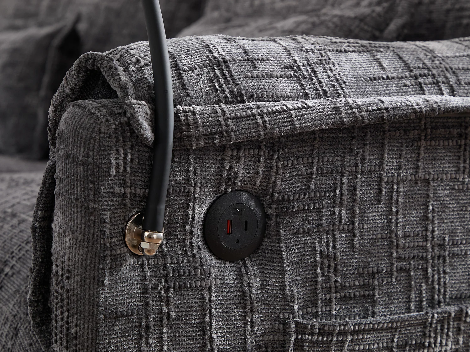 Canapé 3 Places Modulable - Repose-pieds Rangement et Port USB - Support Smartphone - Pour Salon, Bureau ou Chambre