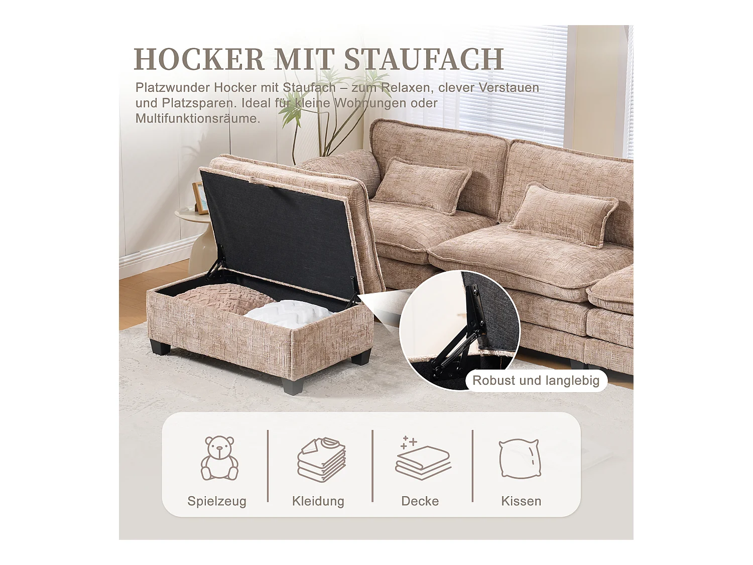 Modulaire 3-zitsbank - Voetensteun, opbergruimte en USB-poort - Smartphonehouder - Voor woonkamer, kantoor of slaapkamer