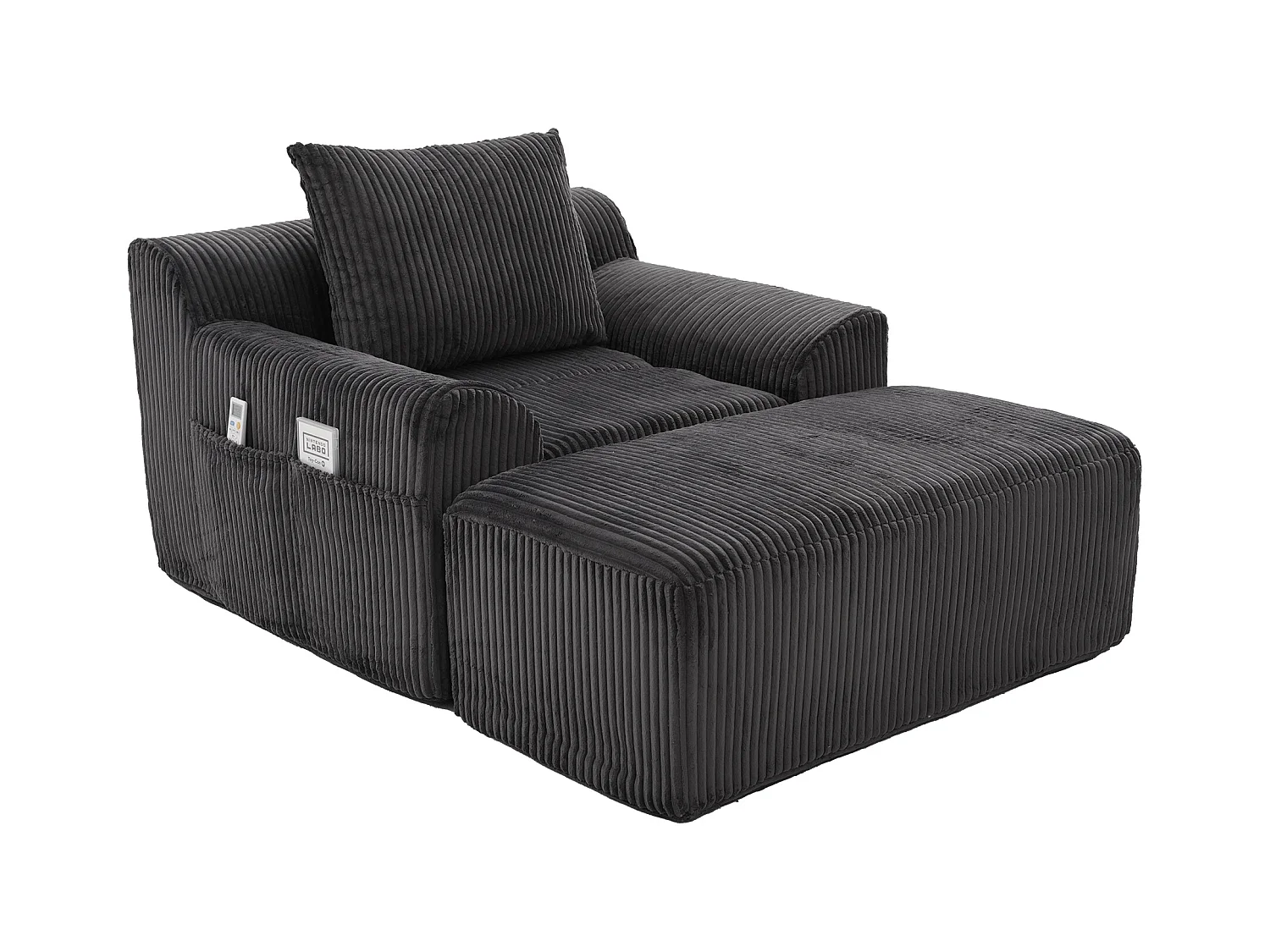 Grote zitzak met voetenbank - 1-zits corduroy bank - Optimaal comfort voor woonkamer, slaapkamer of kantoor