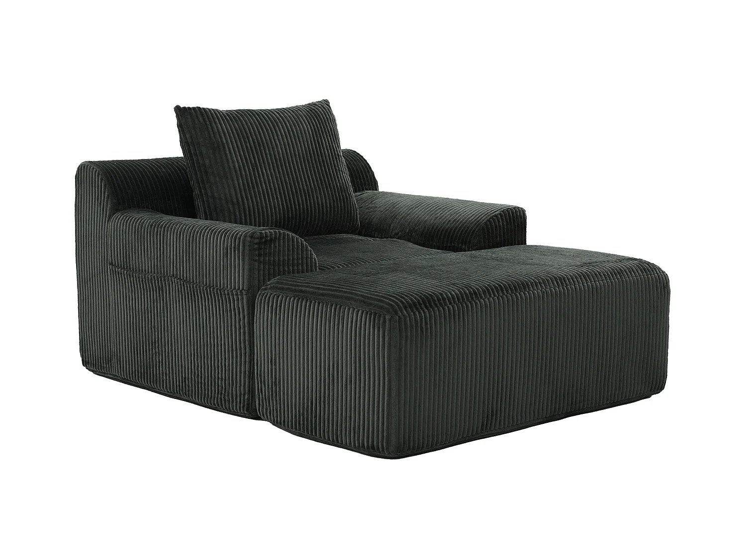 Grote zitzak met voetenbank - 1-zits corduroy bank - Optimaal comfort voor woonkamer, slaapkamer of kantoor