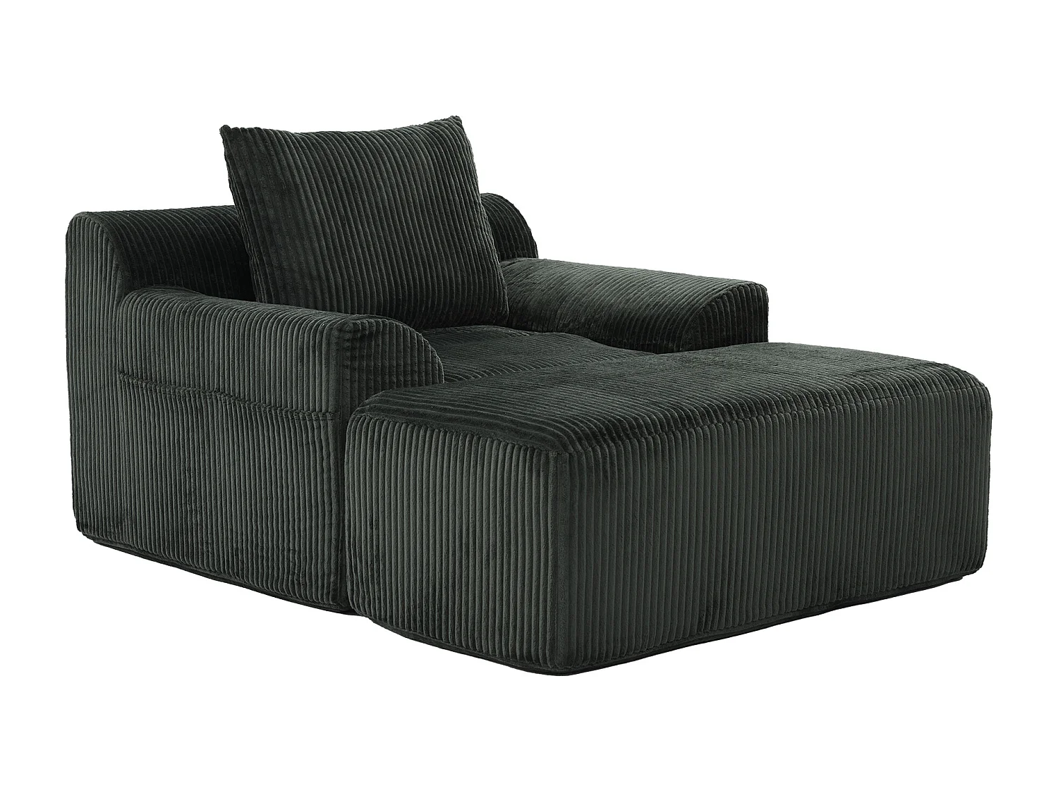 Pouf Fauteuil Géant avec Repose-Pieds - Canapé 1 Place en Velours Côtelé - Confort Optimal pour Salon, Chambre ou Bureau