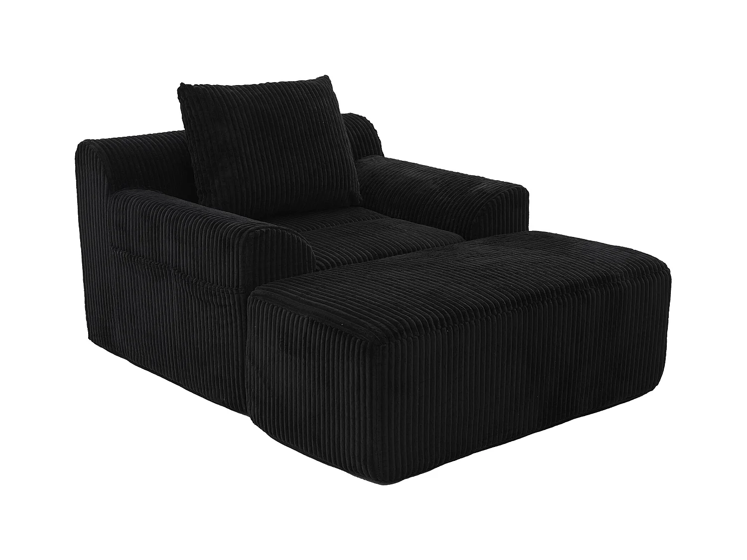 Grote zitzak met voetenbank - 1-zits corduroy bank - Optimaal comfort voor woonkamer, slaapkamer of kantoor