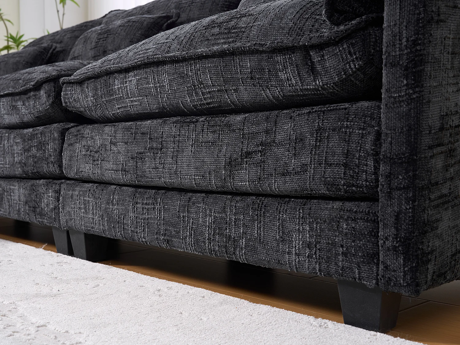 Canapé 3 Places Modulable - Repose-pieds Rangement et Port USB - Support Smartphone - Pour Salon, Bureau ou Chambre