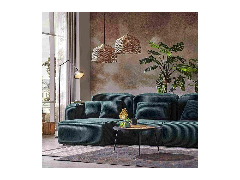 Canapé d'angle en velours côtelé Kuba