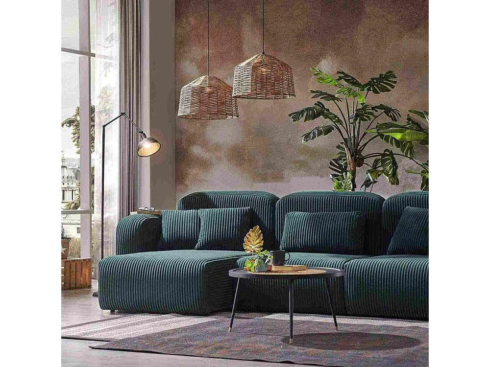 Canapé d'angle en velours côtelé Kuba