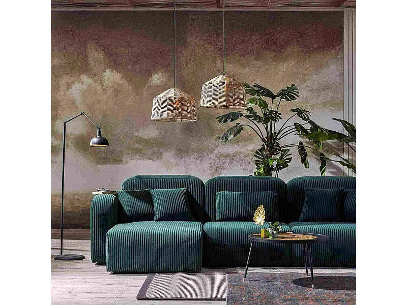 Canapé d'angle en velours côtelé Kuba