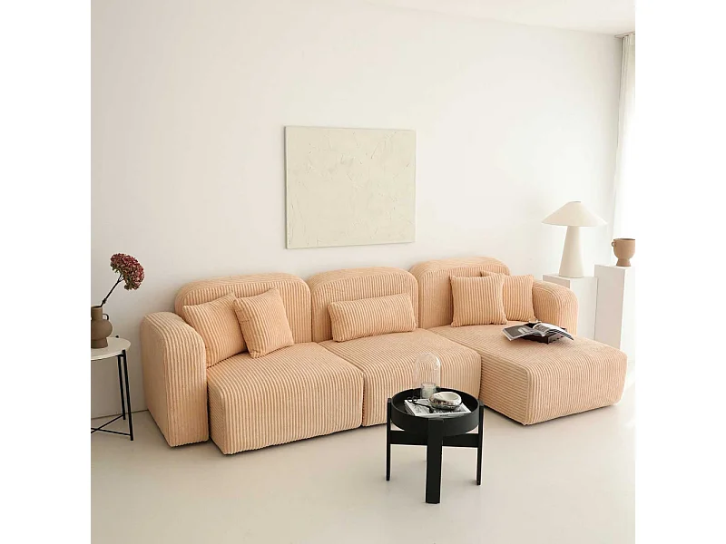 Canapé d'angle en velours côtelé Kuba