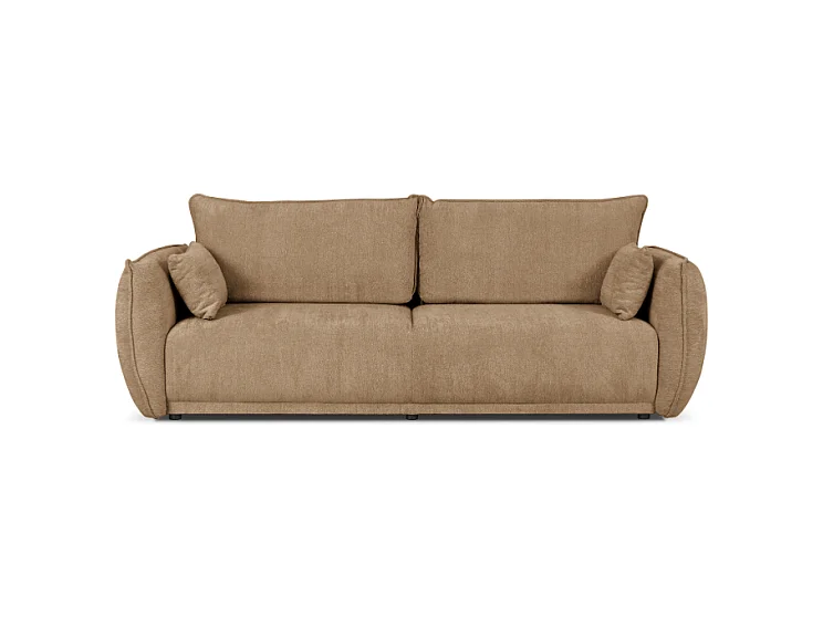 Modernes Sofa Loren mit Schlaffunktion 238x100x90 cm – Stoff Raven 34 hellbarun