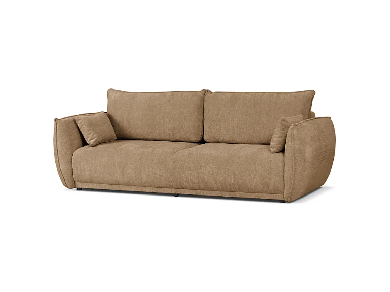 Modernes Sofa Loren mit Schlaffunktion 238x100x90 cm – Stoff Raven 34 hellbarun