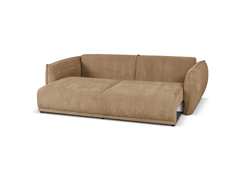 Modernes Sofa Loren mit Schlaffunktion 238x100x90 cm – Stoff Raven 34 hellbarun