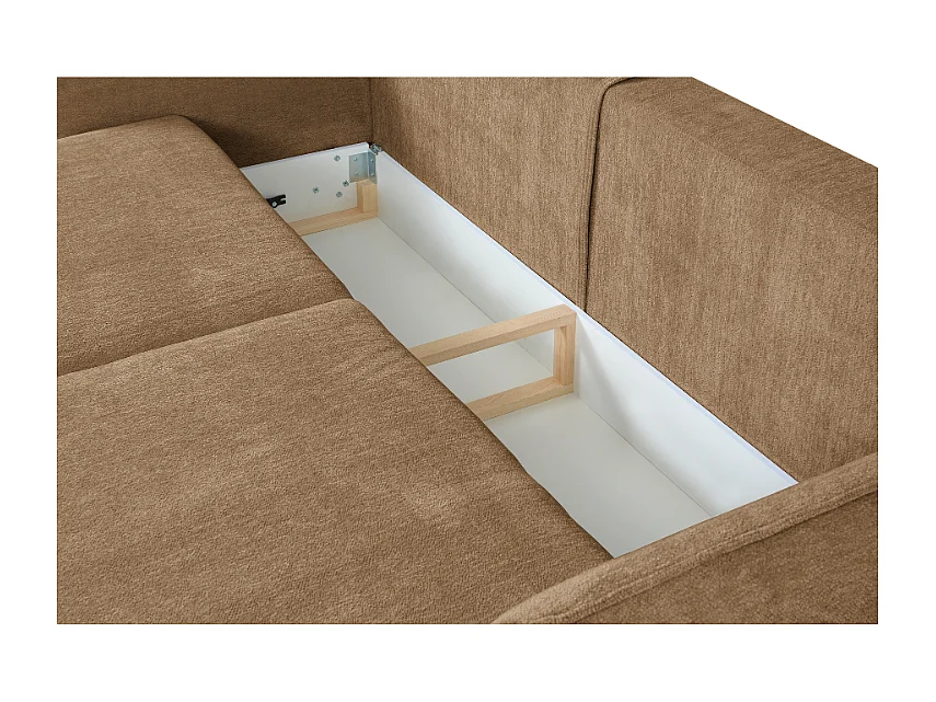 Nowoczesna sofa Loren z funkcją spania 238x100x90 cm – jasnobrązowa Raven 34