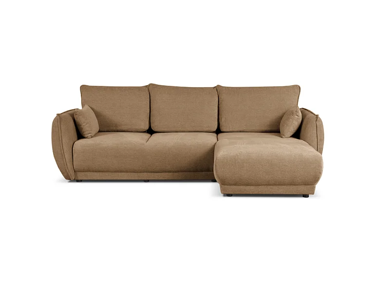 Hoekbank rechts Loren met slaapfunctie 250x150x90 cm – Stof Raven 34 lichtbriun