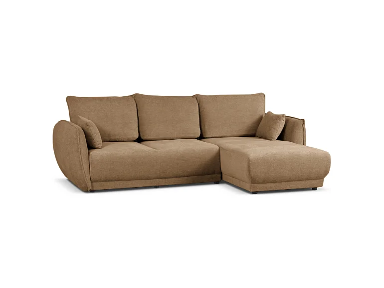 Hoekbank rechts Loren met slaapfunctie 250x150x90 cm – Stof Raven 34 lichtbriun