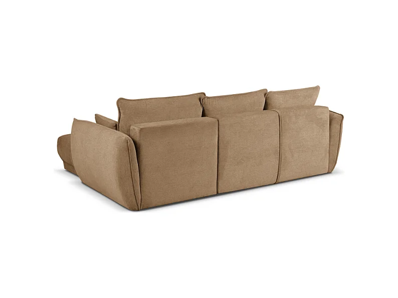 Hoekbank rechts Loren met slaapfunctie 250x150x90 cm – Stof Raven 34 lichtbriun