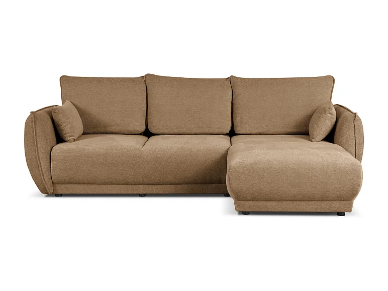 Canapé d’angle droit Loren convertible 250x150x90 cm – Tissu Raven 34 marron clair