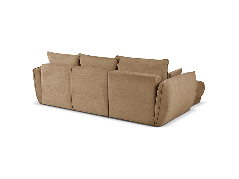 Hoekbank links  Loren met slaapfunctie 250x150x90 cm – Stof Raven 34 lichtbriun