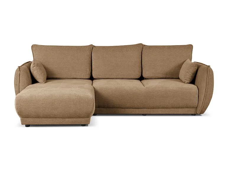 Hoekbank links  Loren met slaapfunctie 250x150x90 cm – Stof Raven 34 lichtbriun