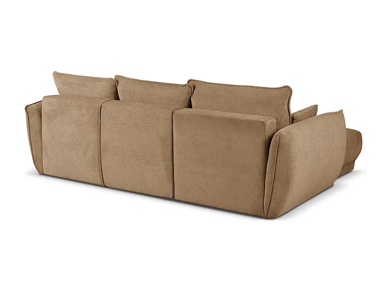 Hoekbank links  Loren met slaapfunctie 250x150x90 cm – Stof Raven 34 lichtbriun