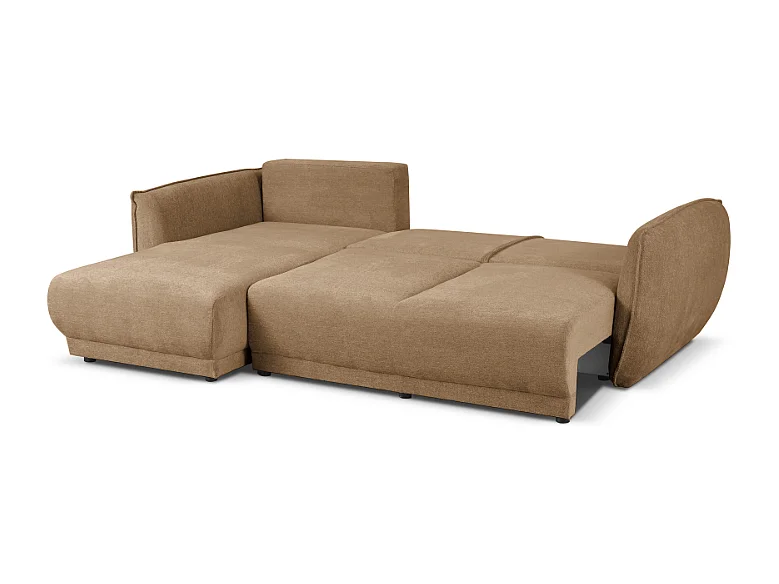 Canapé d’angle gauche  Loren convertible 250x150x90 cm – Tissu Raven 34 marron clair