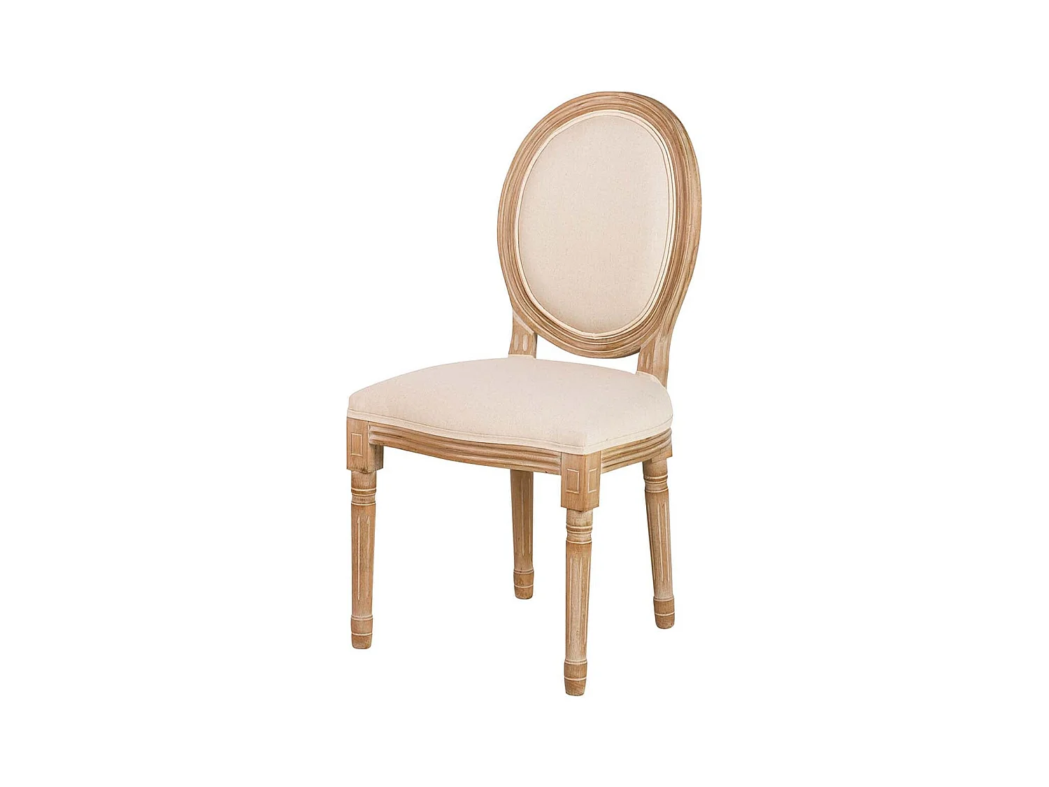 Silla Medallon Lino Patas De Madera 48x48x96 Cm