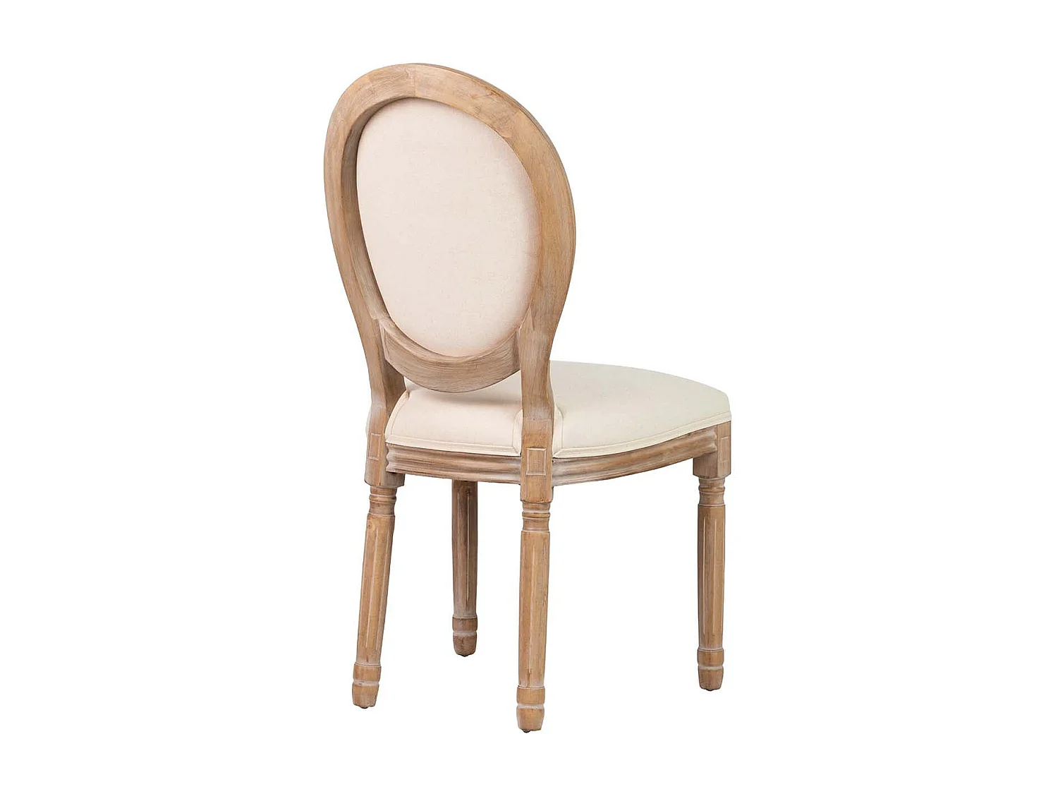 Silla Medallon Lino Patas De Madera 48x48x96 Cm