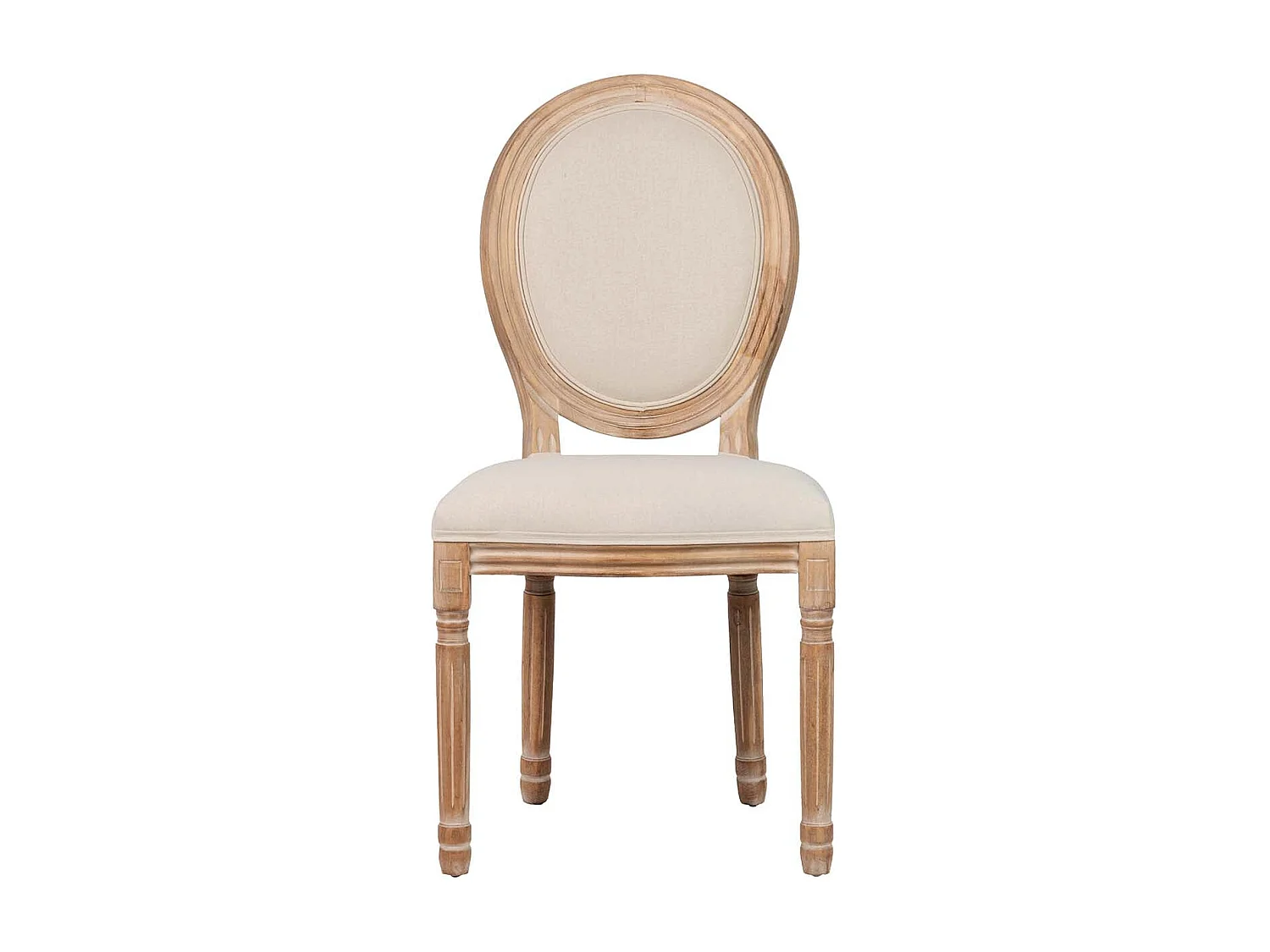 Silla Medallon Lino Patas De Madera 48x48x96 Cm