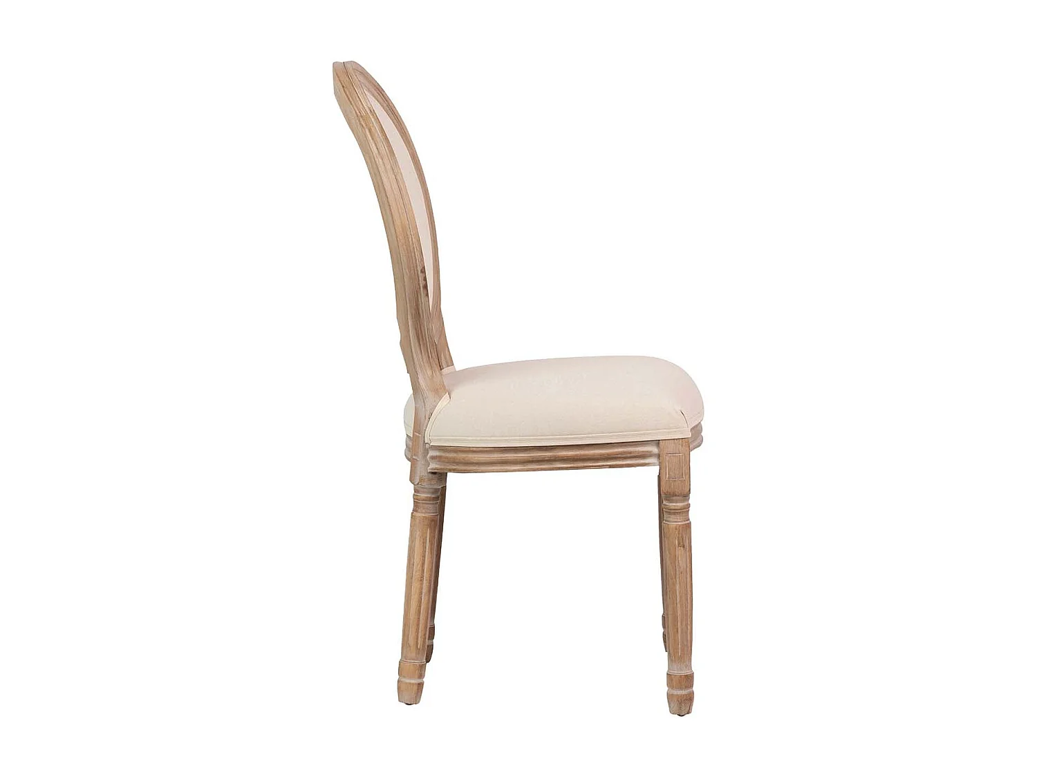 Silla Medallon Lino Patas De Madera 48x48x96 Cm