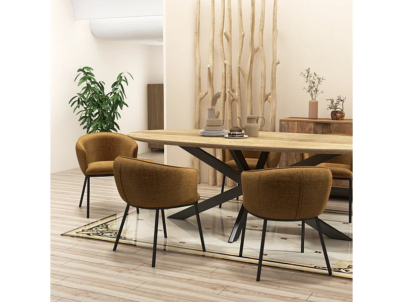 ALVIN-Poltrona da tavolo in tessuto Luxury Senape