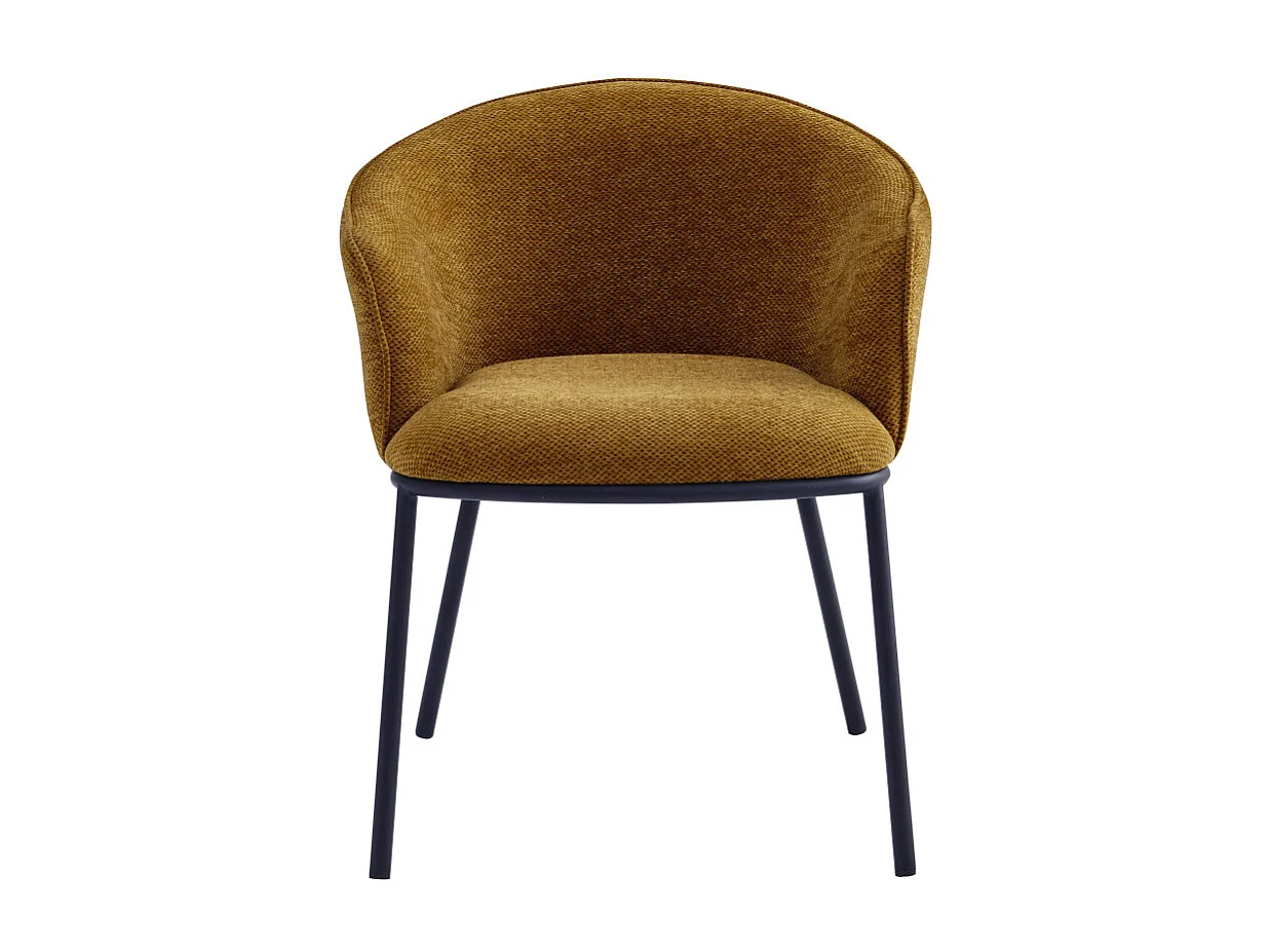 ALVIN-Poltrona da tavolo in tessuto Luxury Senape