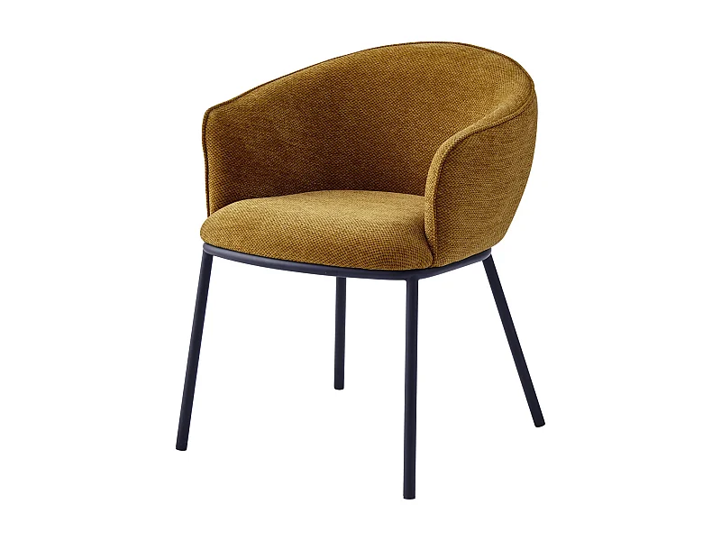 ALVIN-Fauteuil de table en tissu Luxury Moutarde