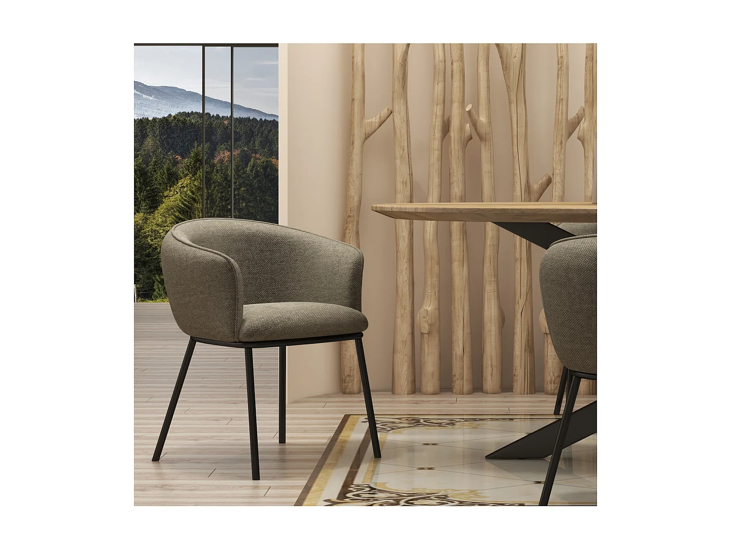 ALVIN-Poltrona da tavolo in tessuto Luxury marronne