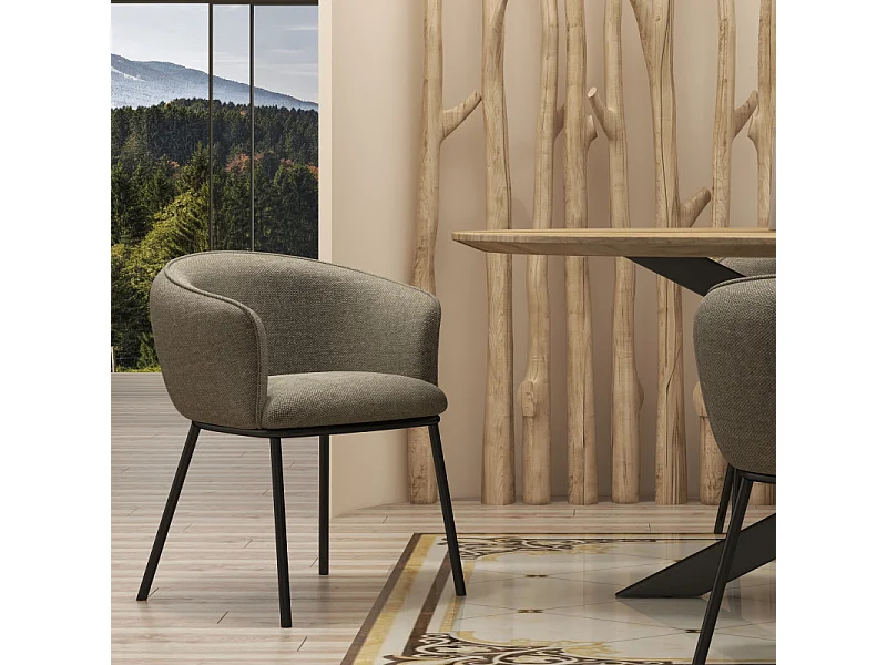 ALVIN-Poltrona da tavolo in tessuto Luxury marronne