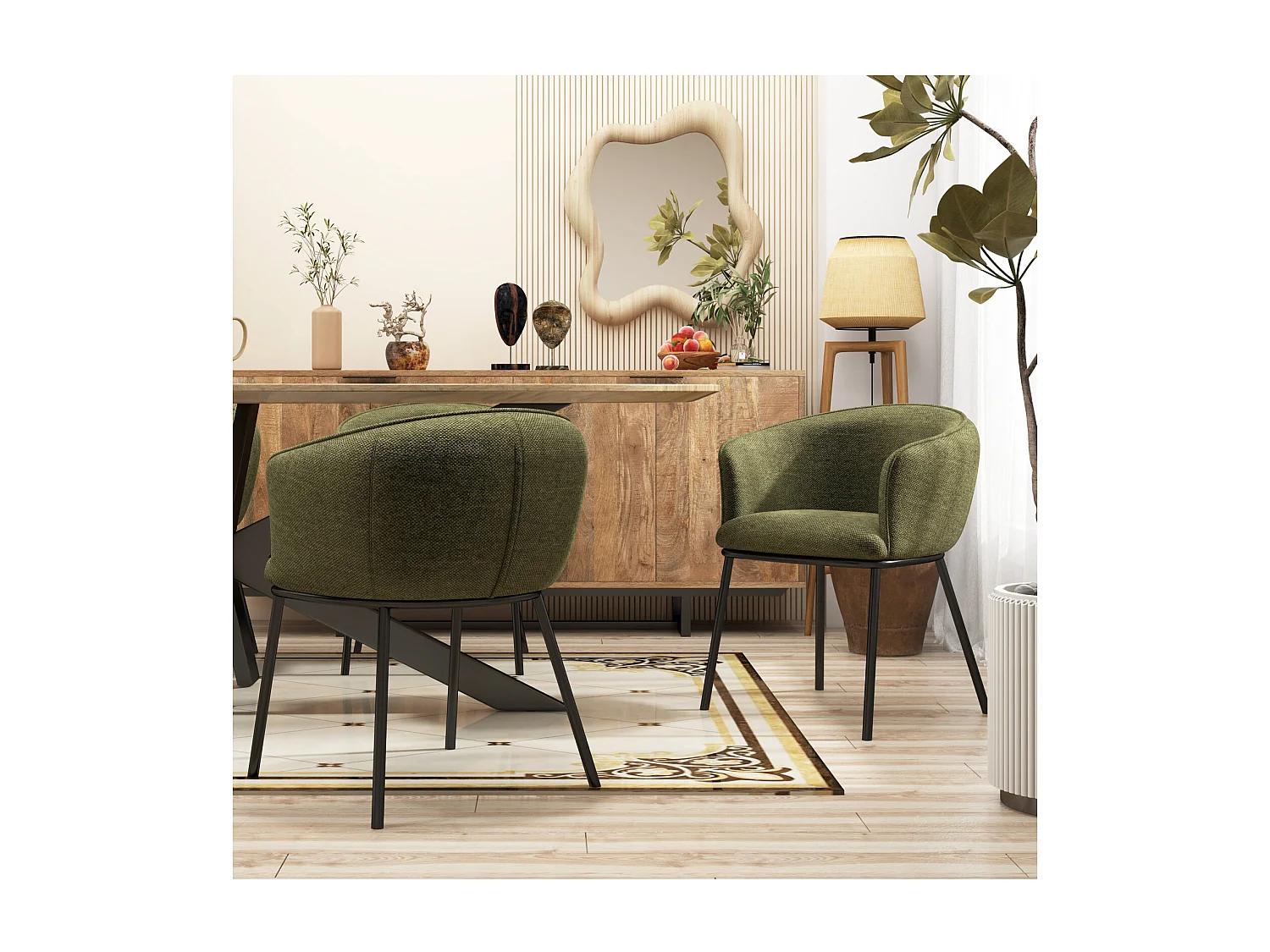 ALVIN-Poltrona da tavolo in tessuto Luxury Kaki