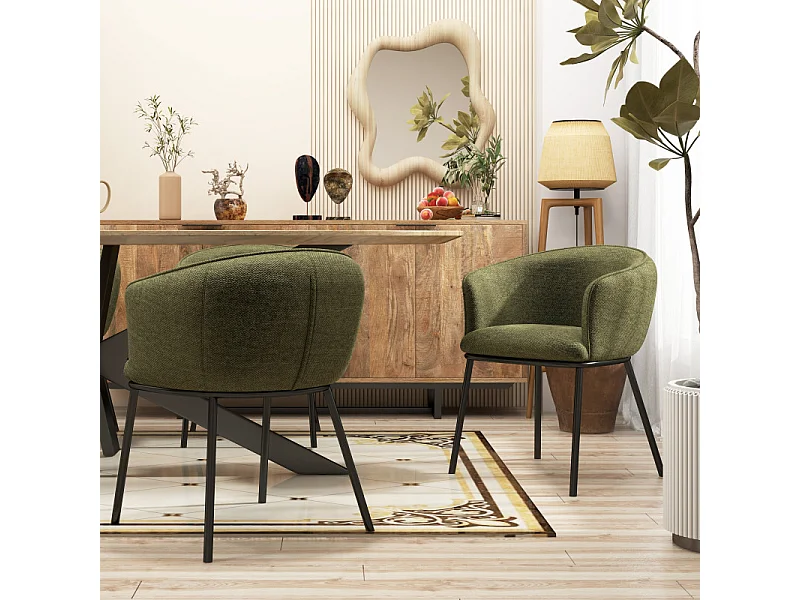 ALVIN-Poltrona da tavolo in tessuto Luxury Kaki