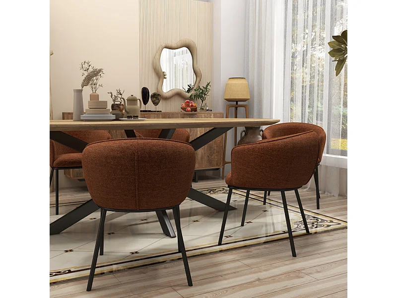 ALVIN-Poltrona da tavolo in tessuto Luxury Terracotta