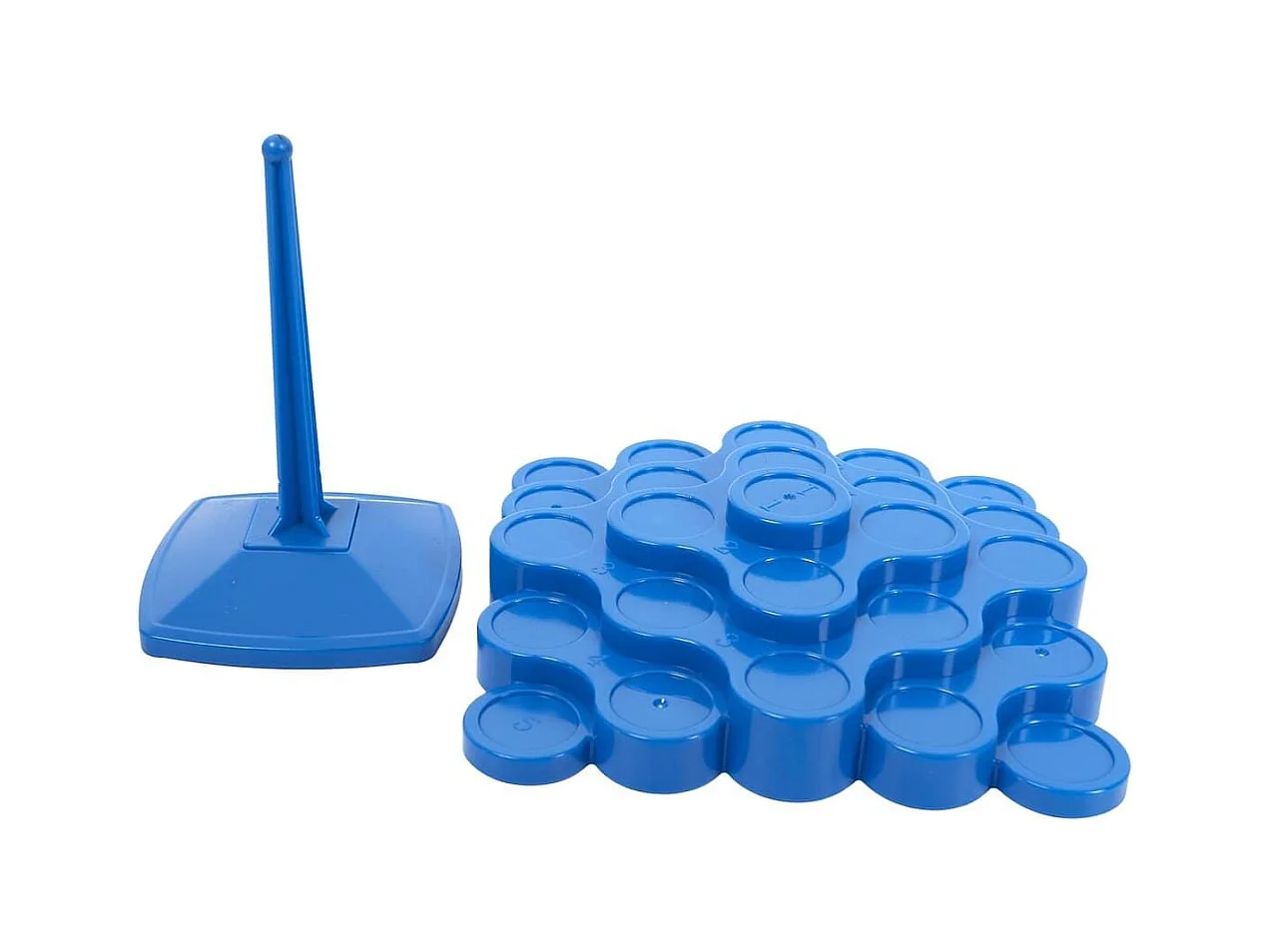 Jeu d'équilibre en plastique bleu avec 48 pièces multicolores et 1 dé inclus