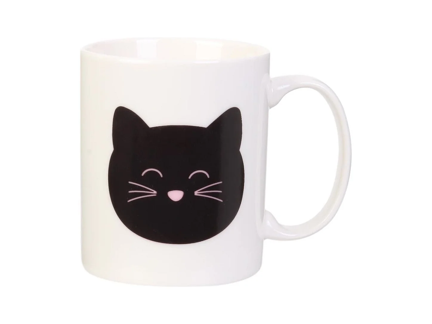 Mug thermoreactif 30 cl en céramique blanc avec un chat
