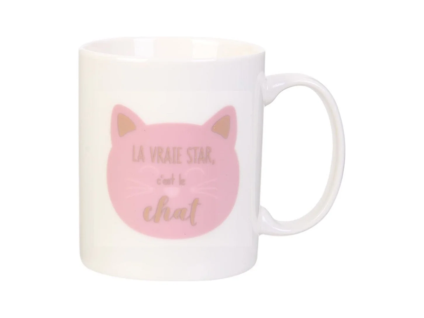 Mug thermoreactif 30 cl en céramique blanc avec un chat