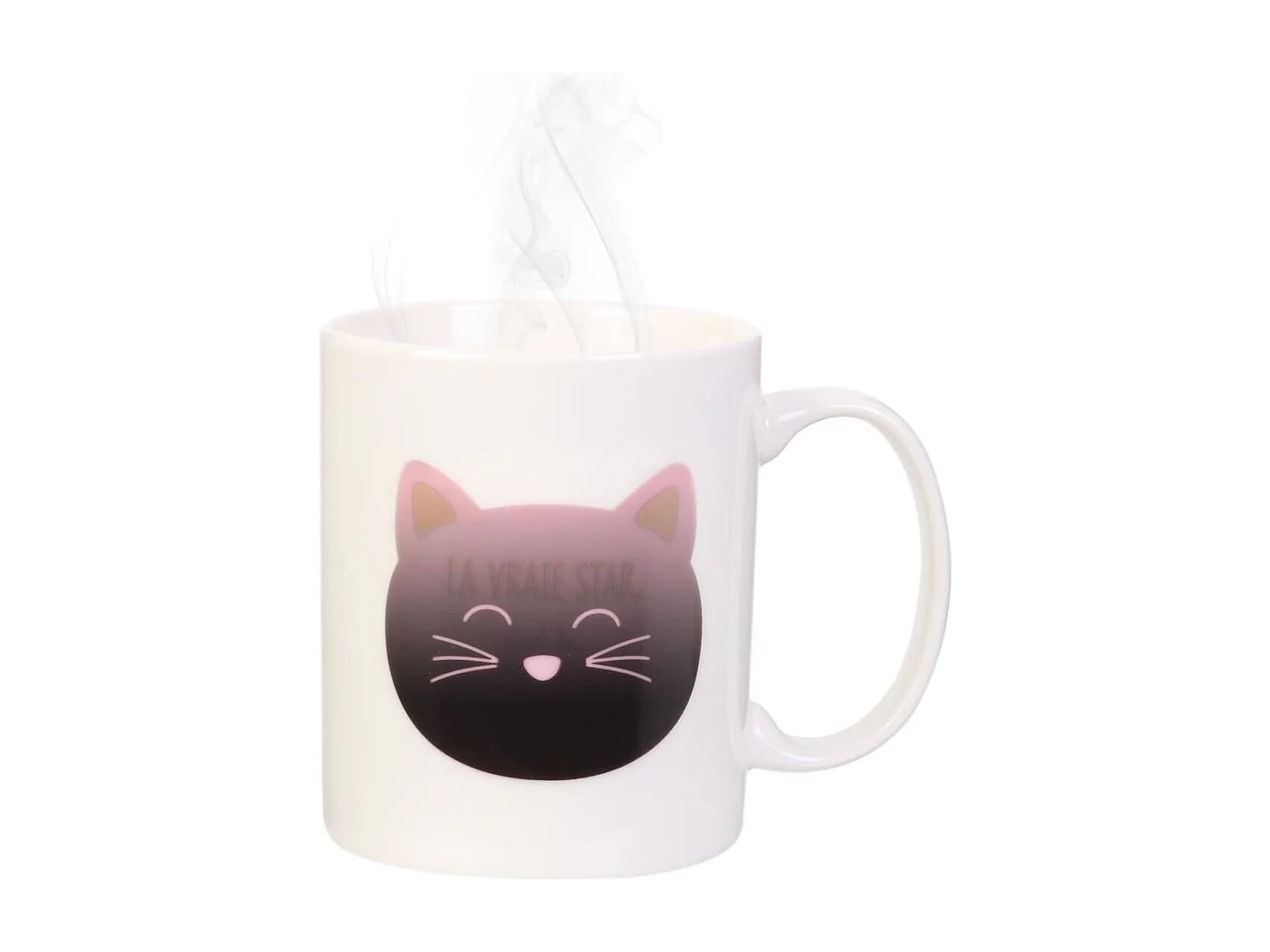 Mug thermoreactif 30 cl en céramique blanc avec un chat