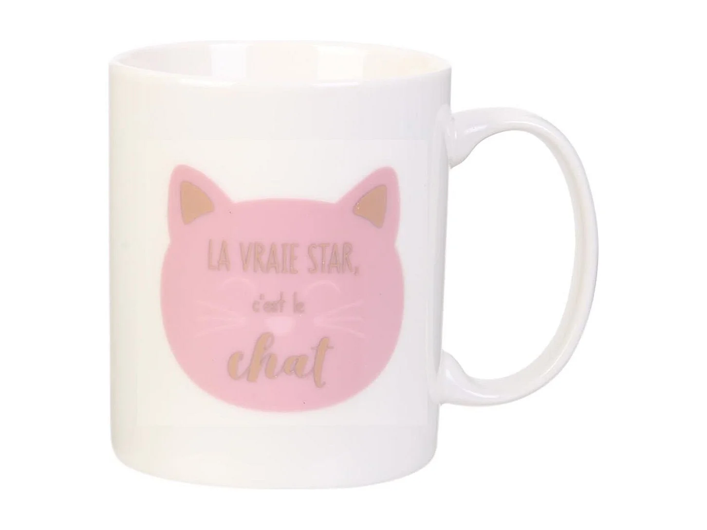 Mug thermoreactif 30 cl en céramique blanc avec un chat