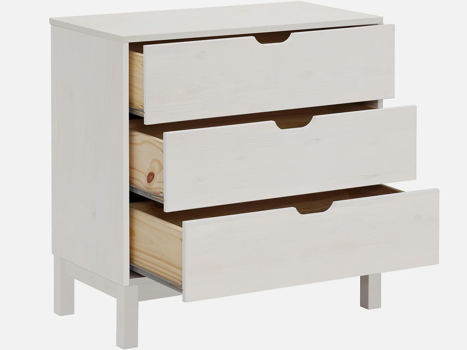 Post | Commode avec 4 tiroirs en pin blanc