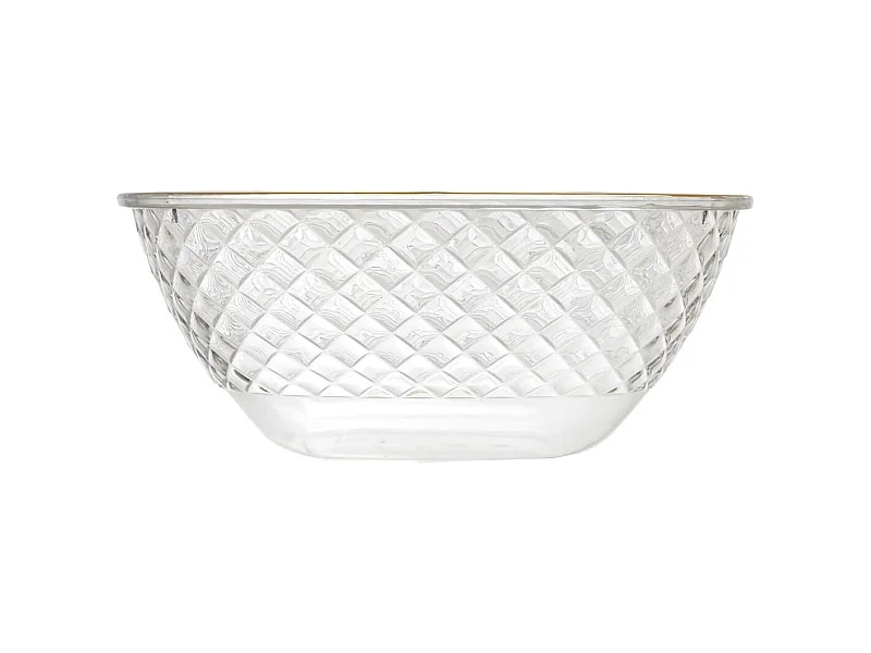 Set de 2 saladiers en plastique transparent en nid d'abeille avec contour doré (300cl)