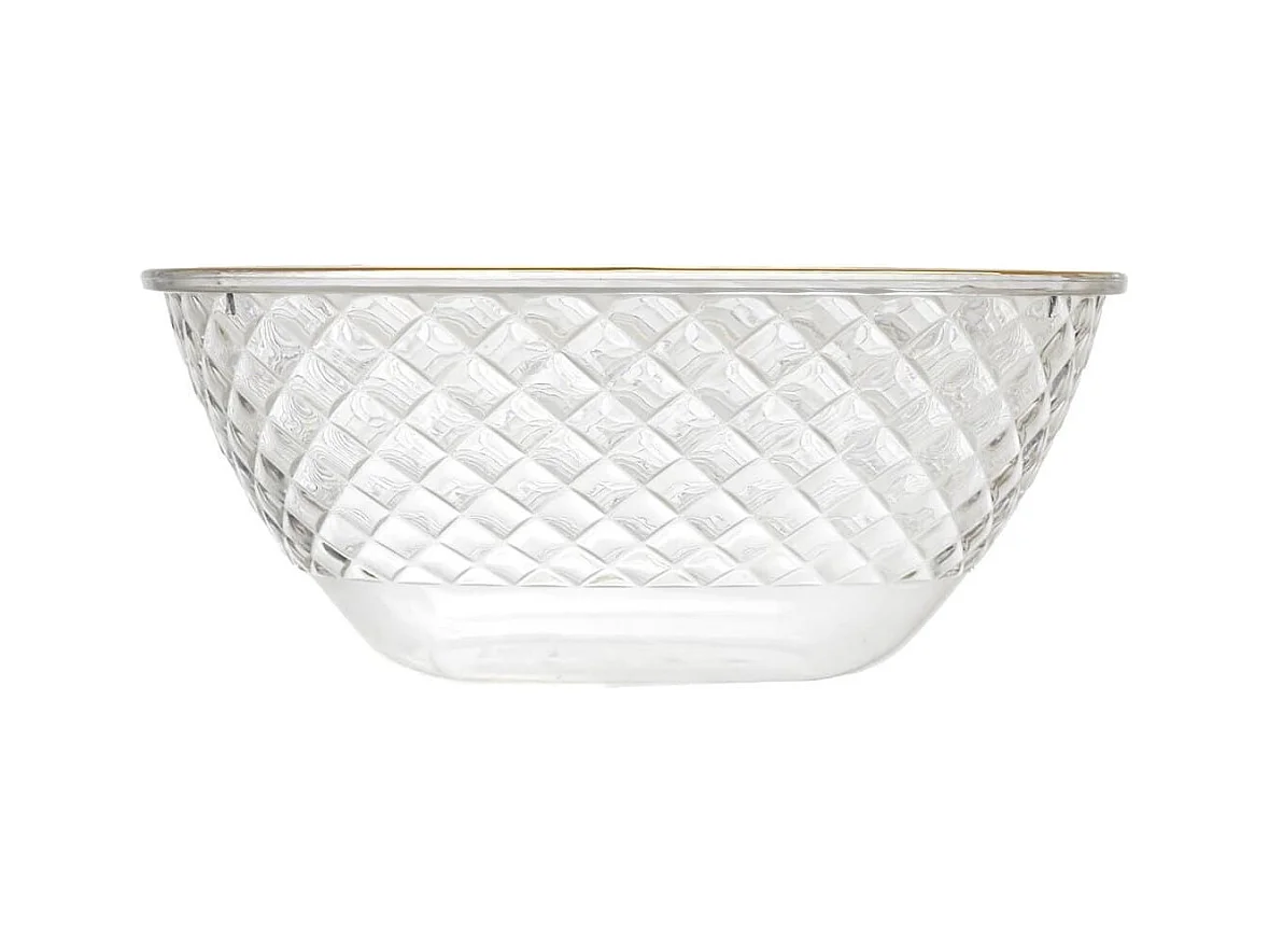 Set de 2 saladiers en plastique transparent en nid d'abeille avec contour doré (300cl)
