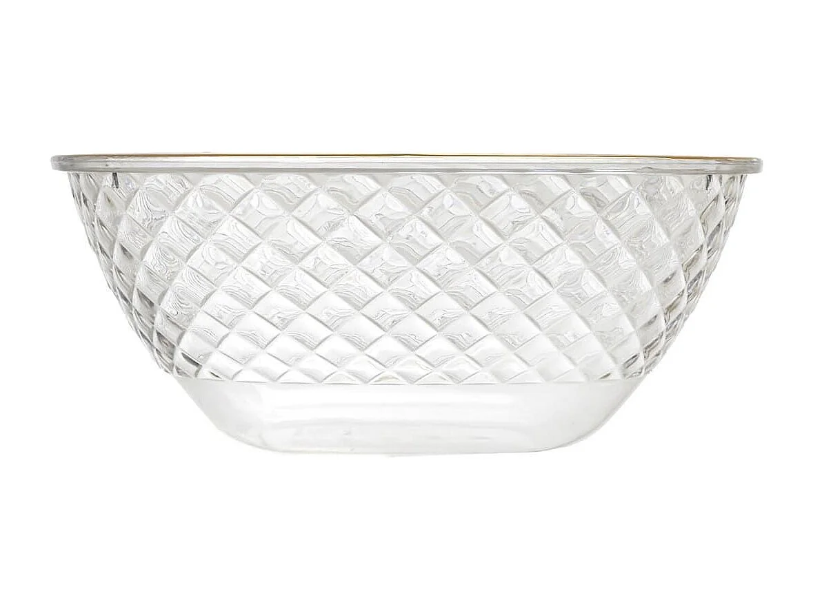 Set de 2 saladiers en plastique transparent en nid d'abeille avec contour doré (300cl)