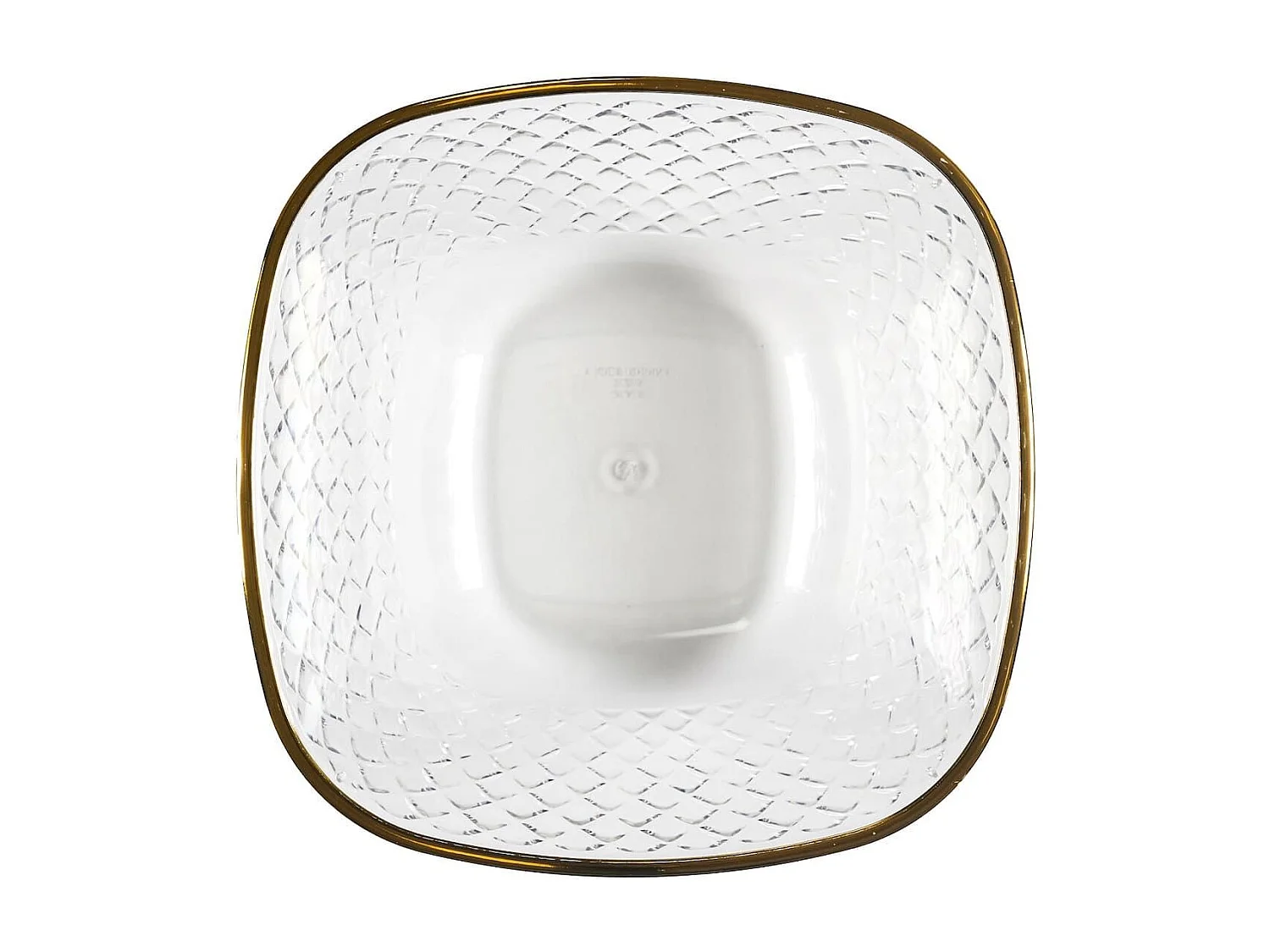 Set de 2 saladiers en plastique transparent en nid d'abeille avec contour doré (300cl)