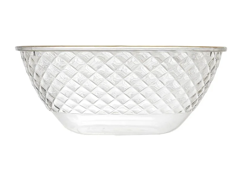 Set de 2 saladiers en plastique transparent en nid d'abeille avec contour doré (300cl)