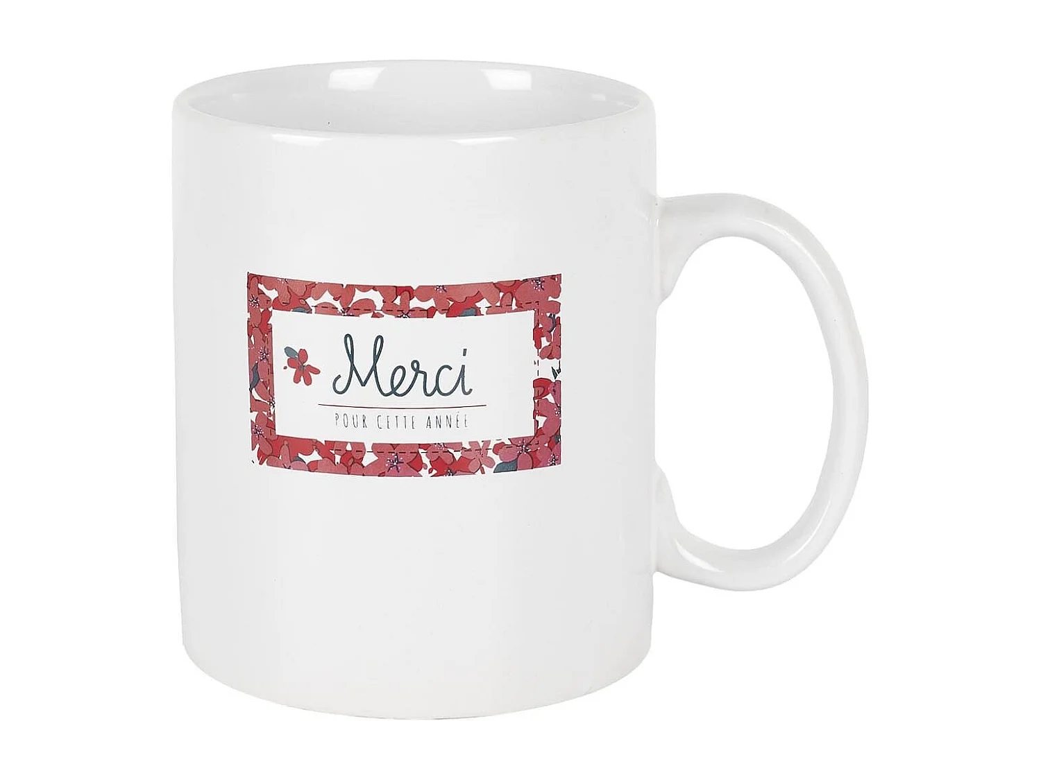 Mug XXL 80cl en céramique blanc avec message "Merci pour cette année" et feutre effaçable