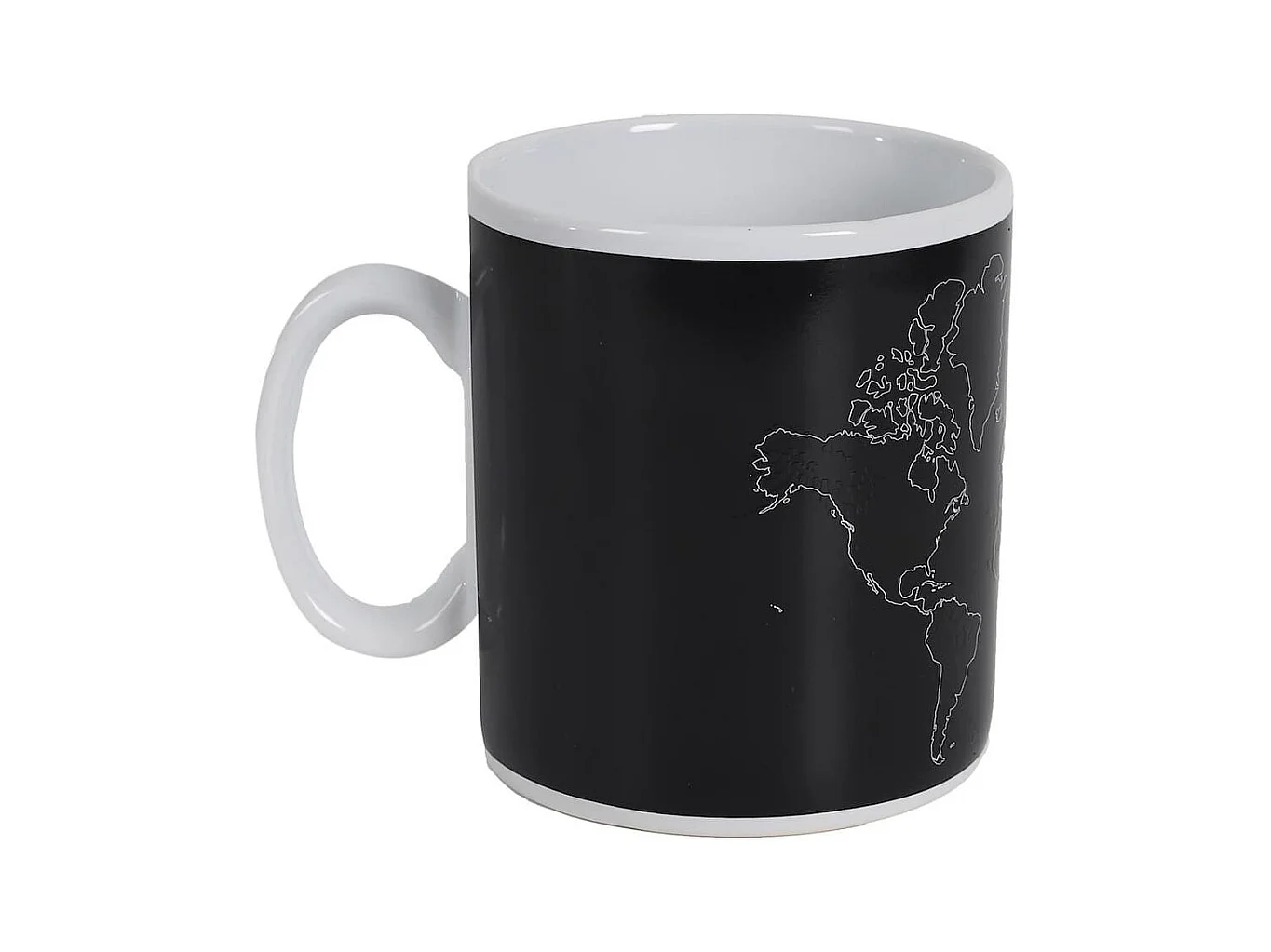 Mug thermoreactif XXL 70 cl en céramique noire avec carte du monde